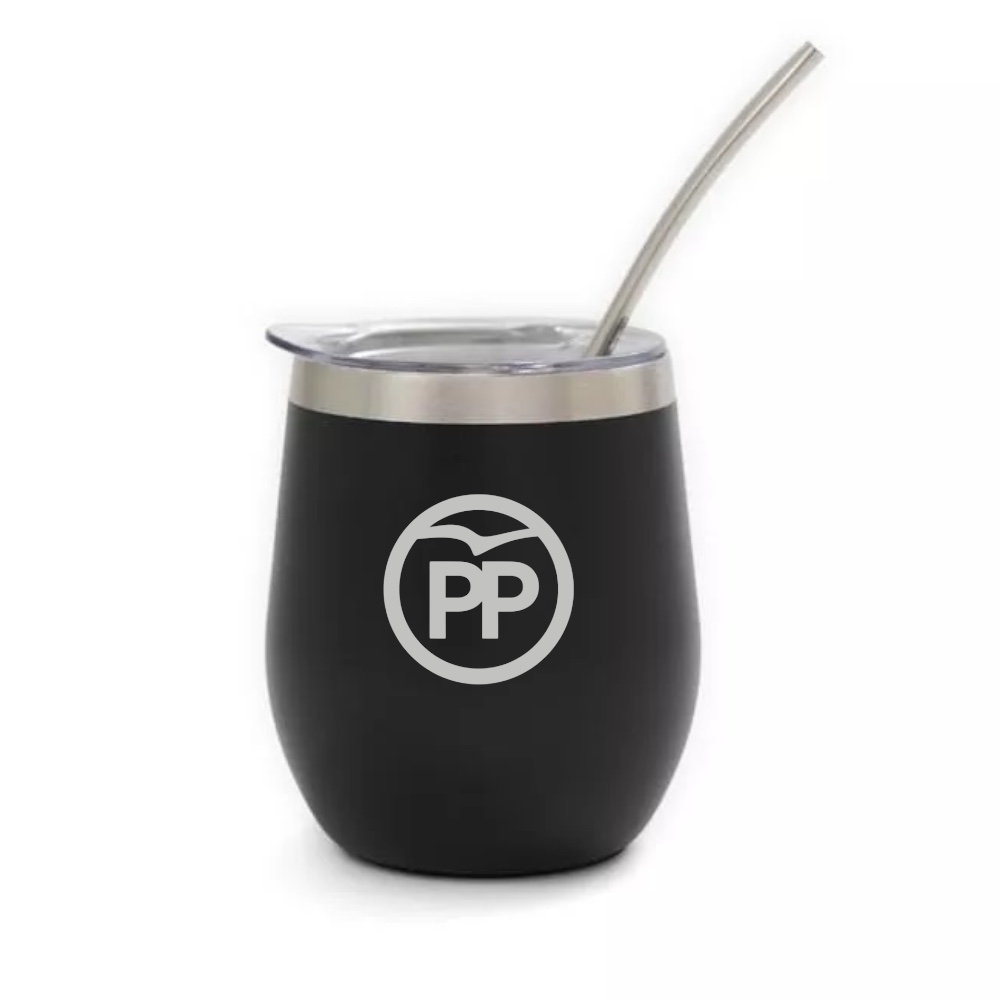 Mate mug de acero con bombilla