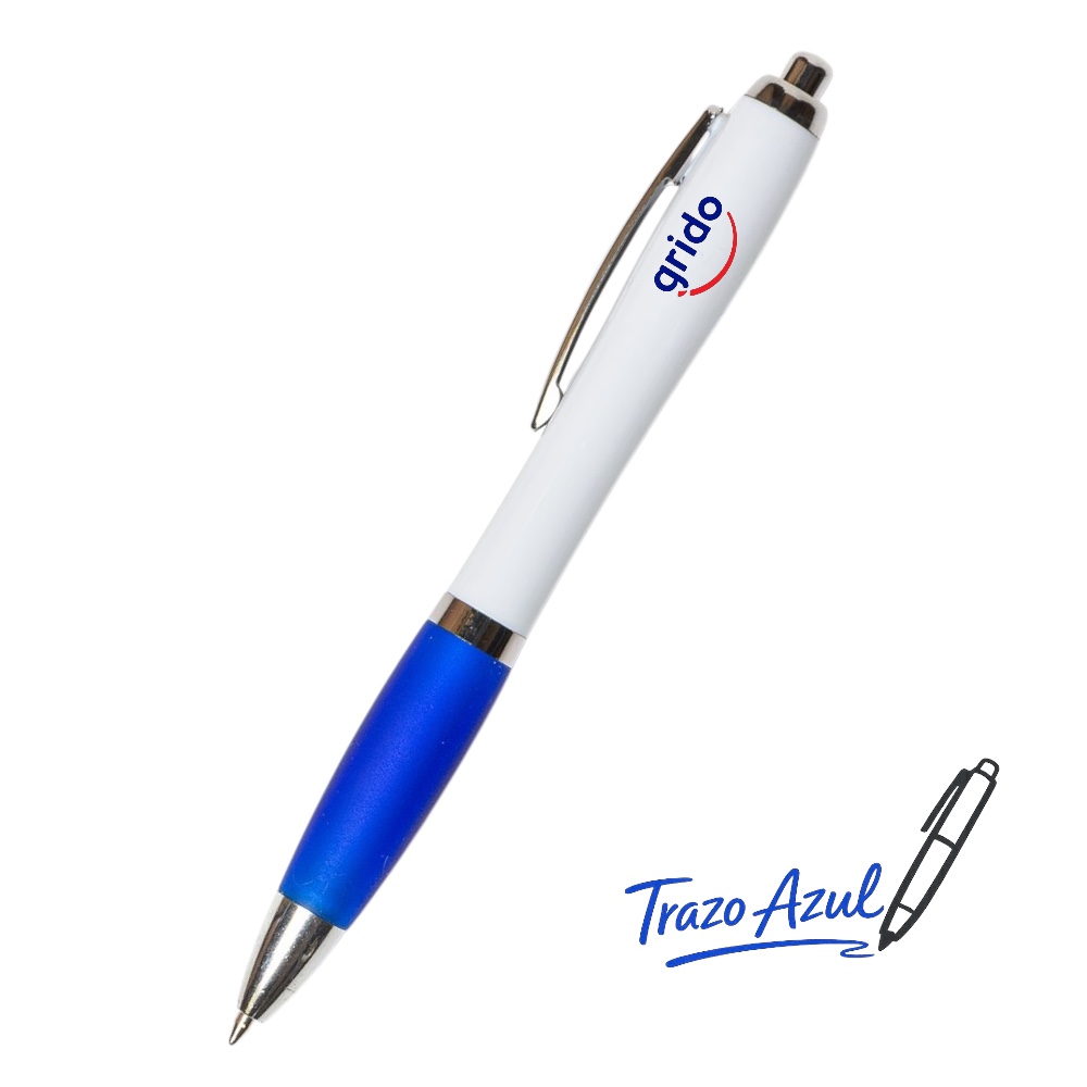 Bolígrafo cuerpo blanco trazo AZUL