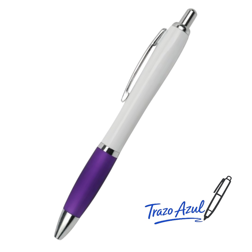 Bolígrafo cuerpo blanco trazo AZUL